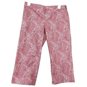 Laundry Shelli Segal Capri Pants Y2K Pink Snakeskin Print Crop Slacks Size 4 NWT